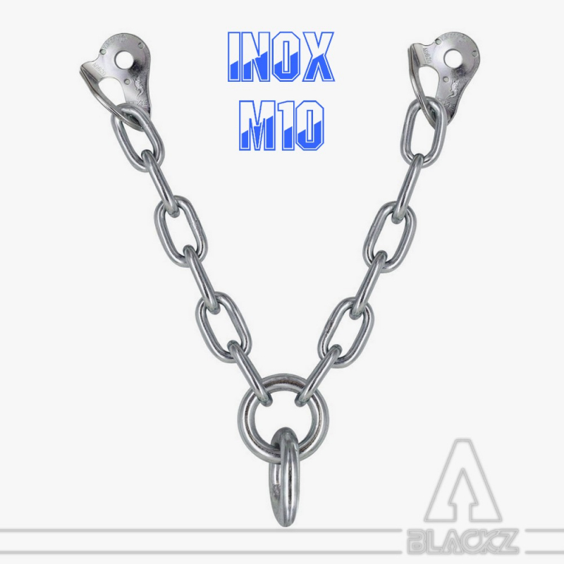 Double PLAQUETTE avec chaîne en V - Inox 10mm