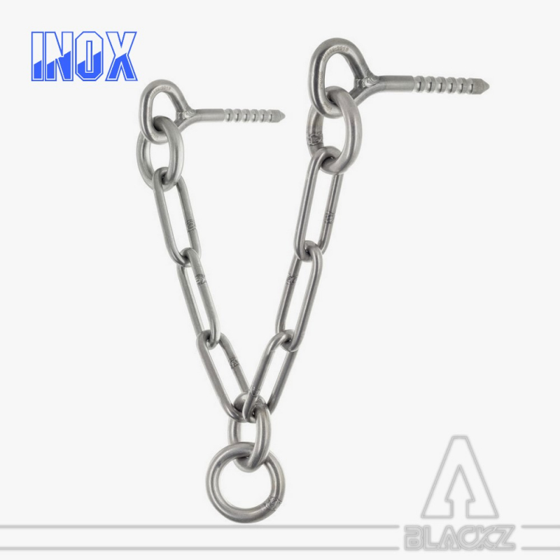 Double PITON avec chaîne en V - Inox