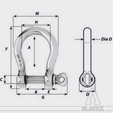 copy ofBLACK HR D shackle 8 mm