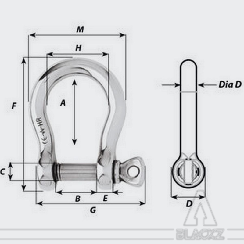 copy ofBLACK HR D shackle 8 mm